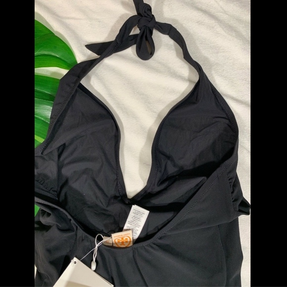 NWT $198 Tory Burch Tie Front Halter One-Piece Swimsuit Black [SZ‎ Small ] - Picture 7 of 8
